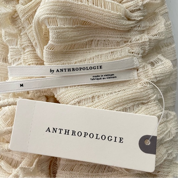 New! By Anthropologie Long-Sleeve Sheer Striped Crop Blouse 26578 - Picture 8 of 11